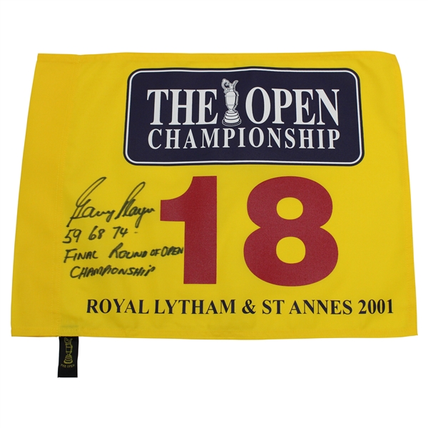 Gary Player Signed 2001 OPEN Flag with Years Won & Final Round of OPEN Championship JSA ALOA
