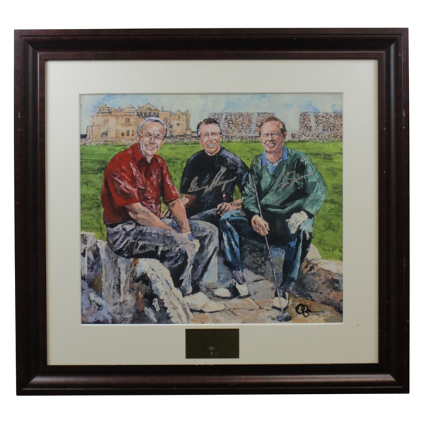 Arnold Palmer, Jack Nicklaus, & Gary Player The Big Three Signed Canvas Print - Swilken Bridge JSA ALOA