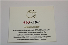 2019 Masters Tournament Ltd Ed 'Amen Corner' Coin #463/500 in Original Box with Certificate