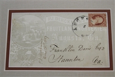 P.J. Berckmans Fruitland Nurseries Augusta, Ga. Silk Cachet - circa 1859 - Framed