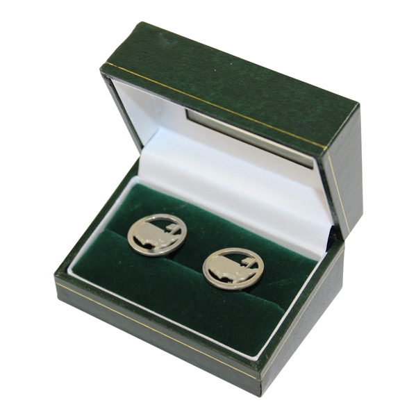 Augusta National Golf Club Sterling Silver Logo Cuff-Links in Green Box