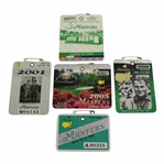 All Five (5) Tiger Woods Masters Tournament SERIES Badges - 1997, 2001, 2002, 2005 & 2019