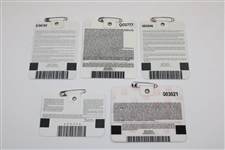 All Five (5) Tiger Woods Masters Tournament SERIES Badges - 1997, 2001, 2002, 2005 & 2019