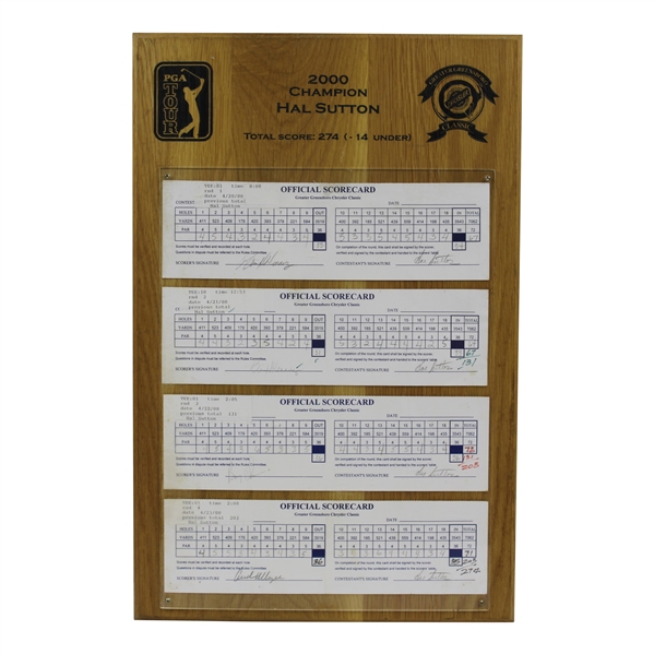 Champion Hal Suttons Signed Official 2000 Greater Greensboro Chrysler Thurs-Sunday Scorecards JSA ALOA