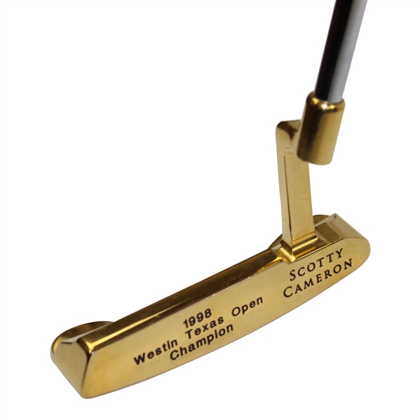 Champion Hal Suttons Scotty Cameron Gold Plated Newport Putter for 1998 Westin Texas Open Win