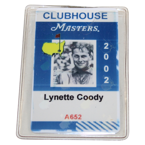 Lynette Coodys 2002 Masters Tournament CLUBHOUSE Badge #A652 - Tiger Woods Win