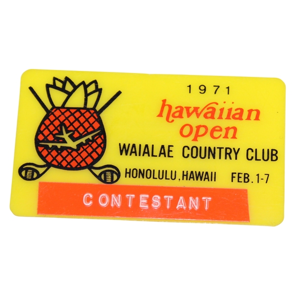 Charles Coodys 1971 Hawaiian Open at Waialae Country Club Contestant Badge