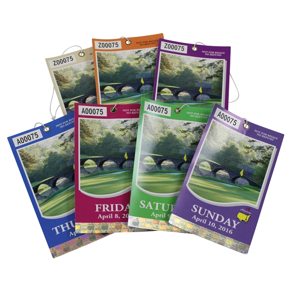 2016 Masters Tournament Monday-Sunday 7-Day Ticket Set #Z00075