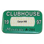 1997 Masters Tournament CLUBHOUSE Badge #A-284 - Caryn Hill - Tiger Woods First Masters Win