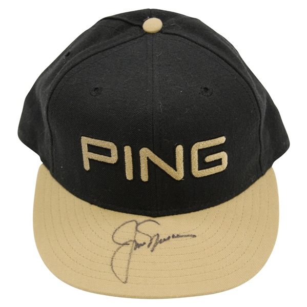 Jack Nicklaus Signed PING Gold & Black Fitted Hat - Size 7 1/8 JSA ALOA