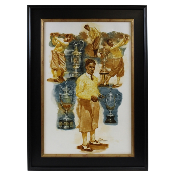 Original Bobby Jones Oil Painting The Jones Grand Slam by Artist Robert Fletcher - Framed
