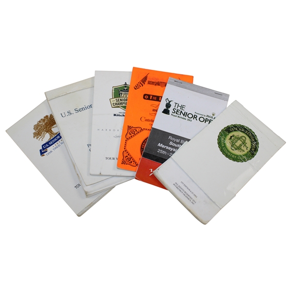 Six (6) Various Senior Tour Used Yardage Books - (2006, 2013 & 2014 US), (2009 & 2014 PGA) & 2013 Brit Open