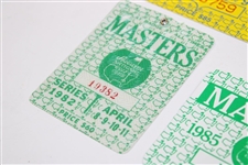 1982, 1985, 1987, & 1988 Masters Tournament SERIES Badges #19382, #X8792, #X08759, & #X8699