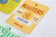 1982, 1985, 1987, & 1988 Masters Tournament SERIES Badges #19382, #X8792, #X08759, & #X8699