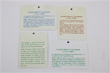1982, 1985, 1987, & 1988 Masters Tournament SERIES Badges #19382, #X8792, #X08759, & #X8699