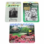 2001, 2002, & 2005 Masters Tournament SERIES Badges - Tiger Woods Masters Wins