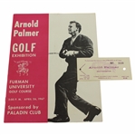 1967 Arnold Palmer Exhibition at Furman University Golf Course Program & Ticket #3539