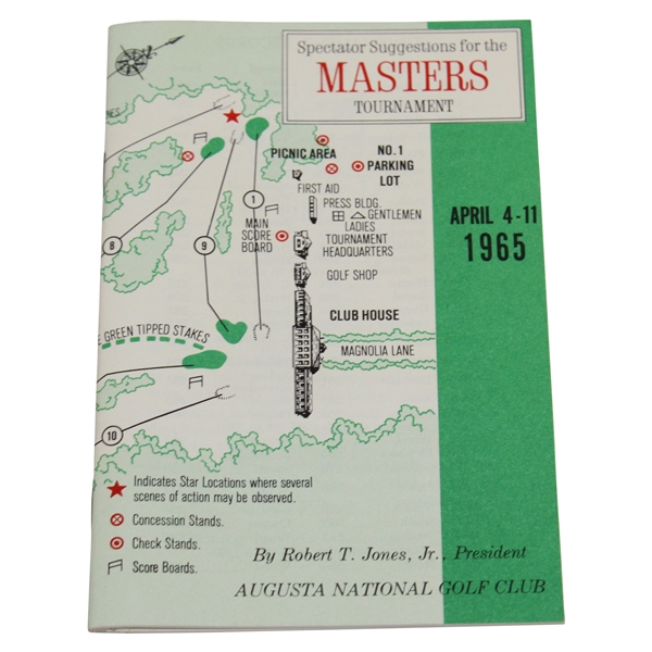 1965 Masters Tournament Spectator Guide - Jack Nicklaus Winner