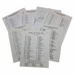 Seven (7) Masters Tournament Thursday Pairing Sheets - 1984, 1989, 1990, 1992, 1995, 1998, & 2005