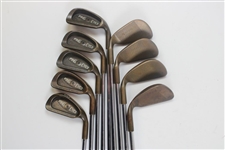 Set of PING Beryllium Copper Black Dot Irons 3-SW with BeCu Putter and #1 & #3 Woods Including PING Bag