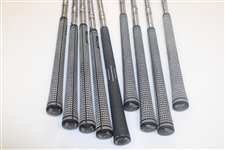 Set of PING Beryllium Copper Black Dot Irons 3-SW with BeCu Putter and #1 & #3 Woods Including PING Bag