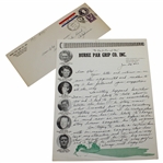 H.G. Picard Signed Handwritten Letter To Alex Morrison on 1943 Burke Par Grip Co. Inc. Letterhead JSA ALOA