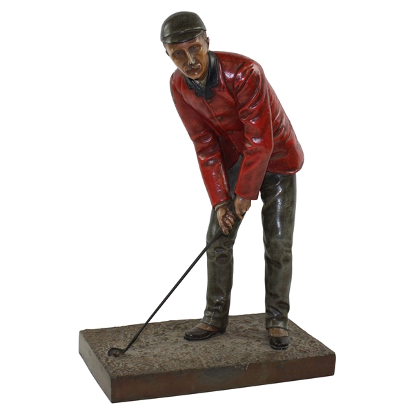 Circa 1890-95 John E Laidlay in Red Jacket Polychrome Cold-Painted Bronze Figure - #4