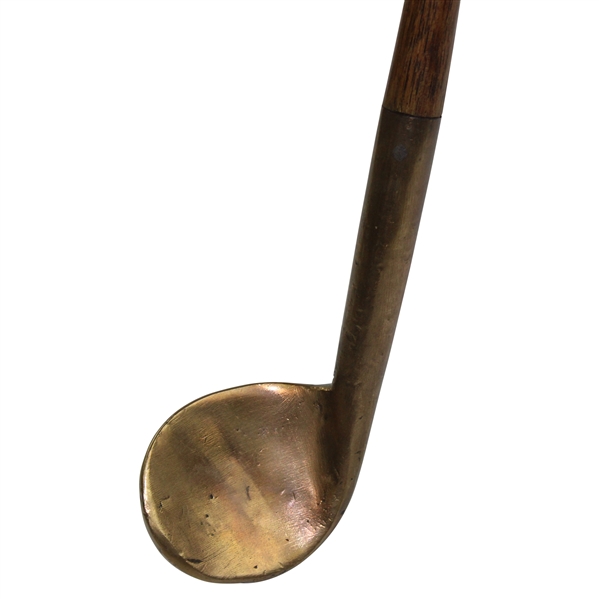 Mid-Late 1800s Brass Head Rut Iron with Deep Concave Face and D.S. Shaft Stamp - Attributed to David Strath
