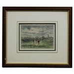 Circa 1880 Original Hand Colored Woodcut - Leith Links - Framed