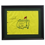 Tiger Woods, Jack Nicklaus (w/Years) & Gary Player (w/Years) Signed Masters Undated Flag - Framed JSA ALOA