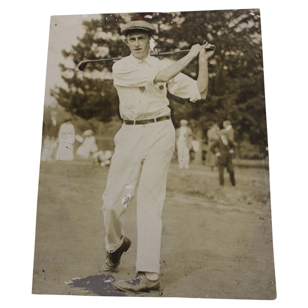1928 Francis Ouimet Post-Swing 7 x 9 1/4 Wire Photo