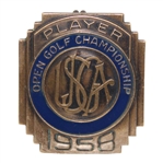 1958 Us Open Championship at Southern Hills Contestant Badge - Tommy Bolt Winner