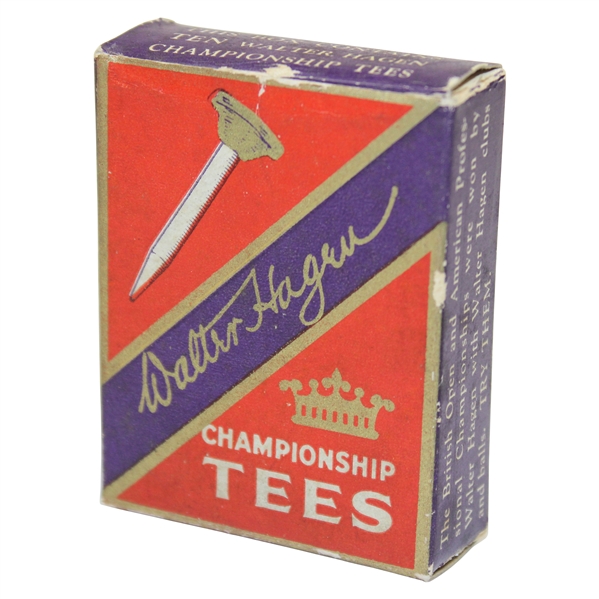 Vintage Box of Walter Hagen Championship Tees with Six (6) Celluloid Golf Tees