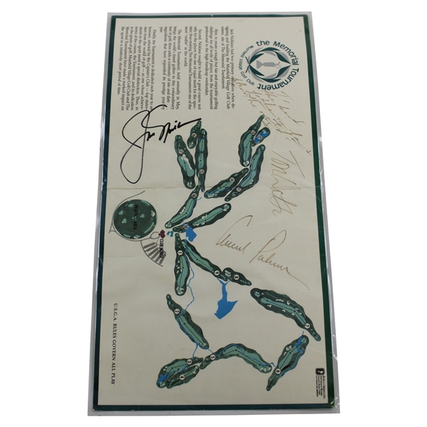 Arnold Palmer, Jack Nicklaus & Tom Watson Signed Memorial Scorecard JSA ALOA