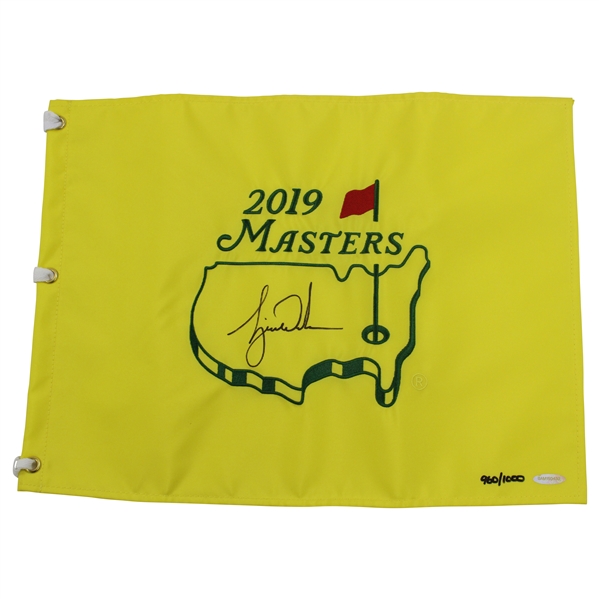 Tiger Woods Signed 2019 Masters Embroidered Flag UDA #960/1000 #BAM150432