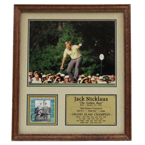 Jack Nicklaus Signed Masters Framed Display with Plaque & Photo JSA ALOA