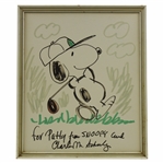 Charles Schulz Original Signed Marker Drawing of Snoopy Golfing - Framed - Patty Aikens Collection JSA ALOA