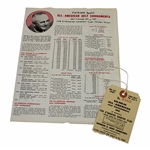 1947 All-American Golf Pairing Sheet & Ticket - Bobby Locke Win - Joe Louis Played