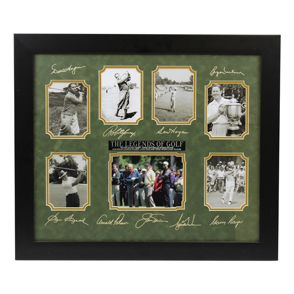Legends of Golf Deluxe Display with Jones, Hagen, Hogan, Woods, Big 3, Snead, Nelson - Framed