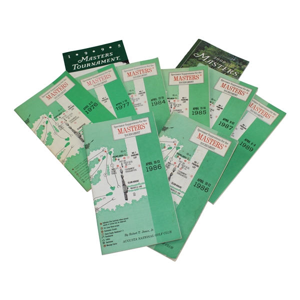 Ten (10) Masters Tournament Spectator Guides - Two from 1986!