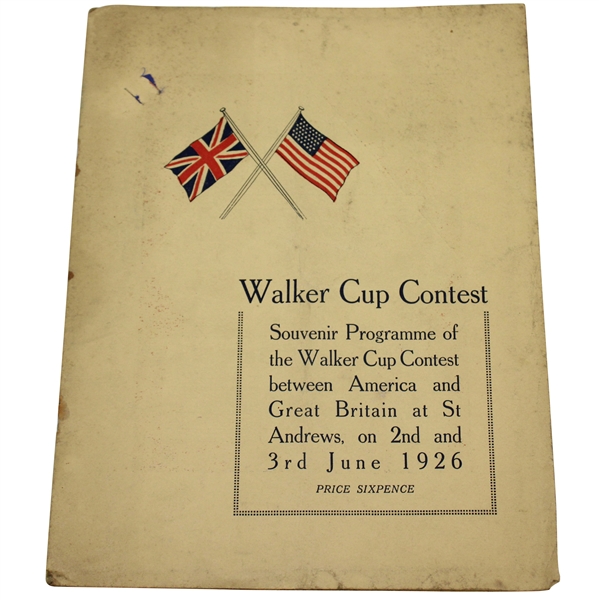 1926 The Walker Cup at St. Andrews Official Program - Only One Known!