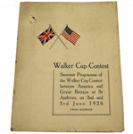 1926 The Walker Cup at St. Andrews Official Program - Only One Known!