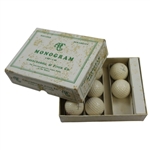 Vintage Abercrombie & Fitch Co. Monogram Golf Ball Box with 8 B.R.B. Golf Balls
