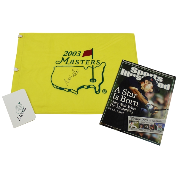 Mike Weir Signed 2003 Masters Flag, Sports Illustrated & ANGC Scorecard JSA ALOA