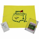Angel Cabrera Signed 2009 Masters Flag & ANGC Scorecard with 2009 Masters SERIES Badge JSA ALOA