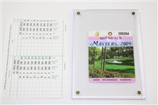 Angel Cabrera Signed 2009 Masters Flag & ANGC Scorecard with 2009 Masters SERIES Badge JSA ALOA