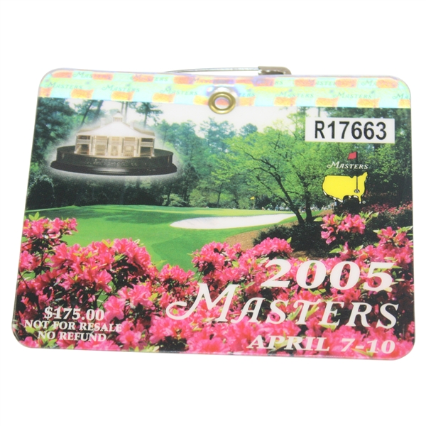 2005 Masters Tournament SERIES Badge #R17663 - Tiger Woods 5th Masters Win