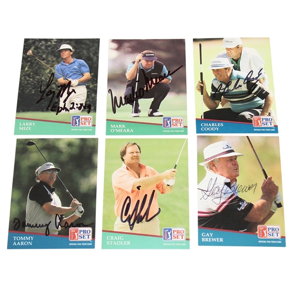 Six (6) Masters Champion Signed Cards - Coody, Mize, Aaron, O Meara, Stadler, Brewer JSA ALOA