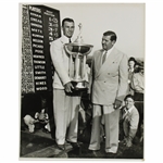 Ben Hogan with Large Trophy Black & White Matted Photo