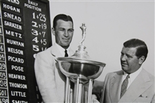 Ben Hogan with Large Trophy Black & White Matted Photo